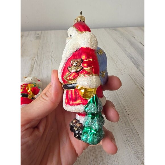 Glass glitter Santa ornament set bag red sparkle ornaments - Picture 2 of 10
